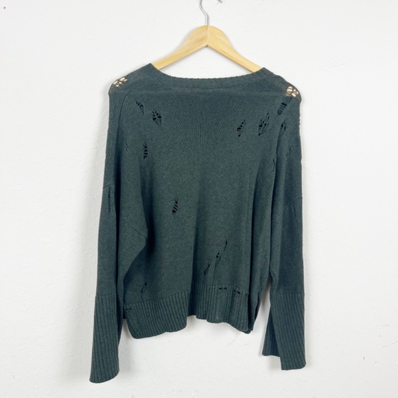Cotton By Autumn Cashmere Green Distressed Sweater Size Small - Picture 4 of 4